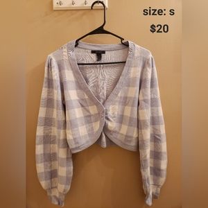 Blue plaid cardigan